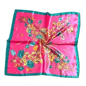 Teal & Magenta Floral Square Neckerchief Bag Scarf